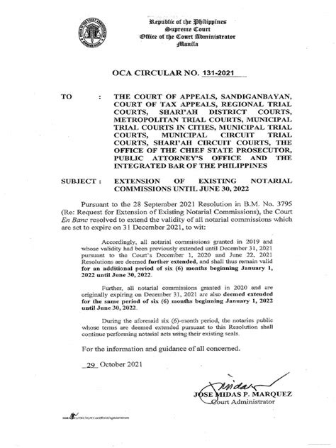 OCA CIRCULAR NO. 131.